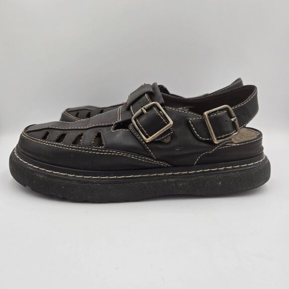 No Boundaries Shoes - Y2K VTG No Boundaries 10 Haley Chunky Sandals Brown Leather Platform 90s Grunge